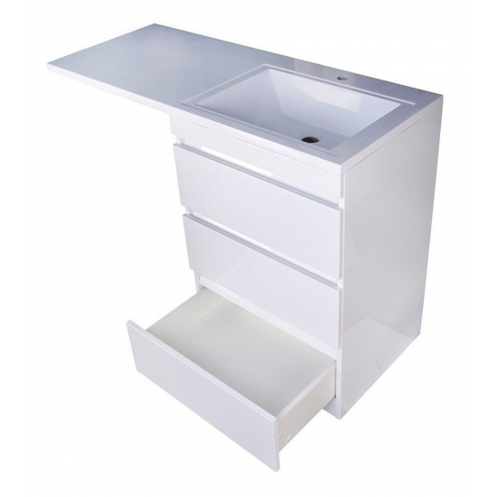 Тумба с раковиной STYLE LINE Даллас 100 Люкс Plus R напольная, белая, 3 ящика