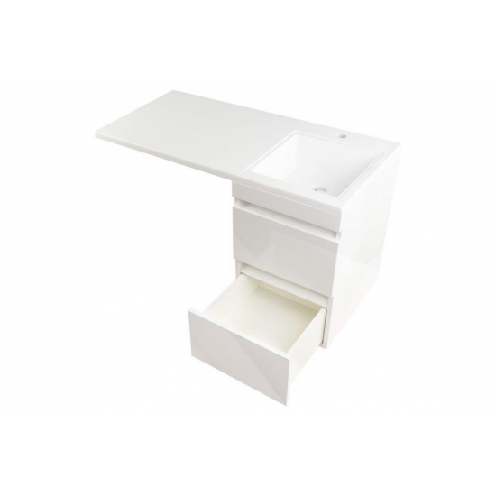 Тумба с раковиной STYLE LINE Даллас 100 Люкс Plus R подвесная, белая, 2 ящика