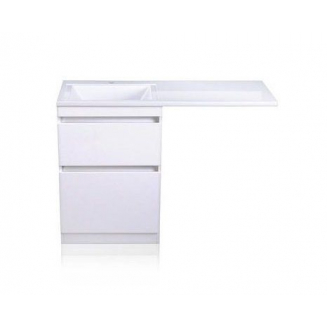 Тумба с раковиной STYLE LINE Даллас 110 Люкс Plus L напольная, белая, 2 ящика