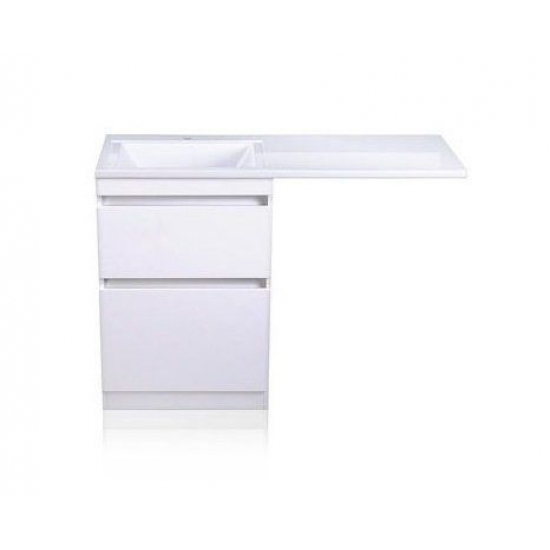 Тумба с раковиной STYLE LINE Даллас 110 Люкс Plus L напольная, белая, 2 ящика