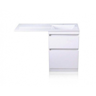 Тумба с раковиной STYLE LINE Даллас 110 Люкс Plus R напольная, белая, 2 ящика