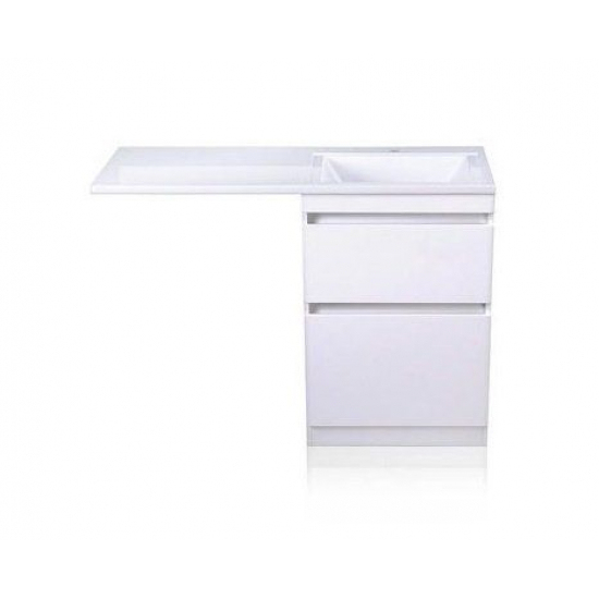 Тумба с раковиной STYLE LINE Даллас 110 Люкс Plus R напольная, белая, 2 ящика