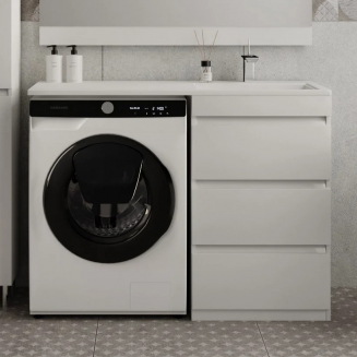 Тумба с раковиной STYLE LINE Даллас 110 Люкс Plus R напольная, белая, 3 ящика