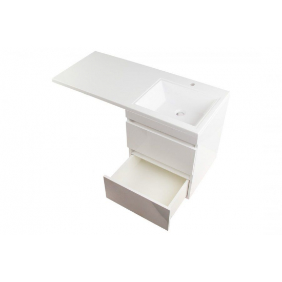 Тумба с раковиной STYLE LINE Даллас 110 Люкс Plus R подвесная, белая, 2 ящика