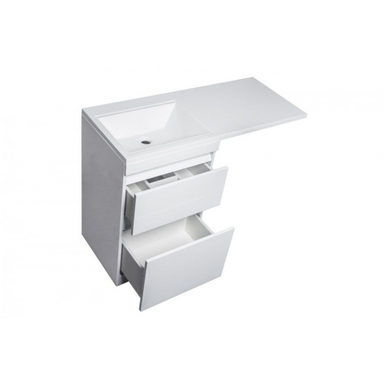 Тумба с раковиной STYLE LINE Даллас 115 Люкс Plus L напольная, белая, 2 ящика