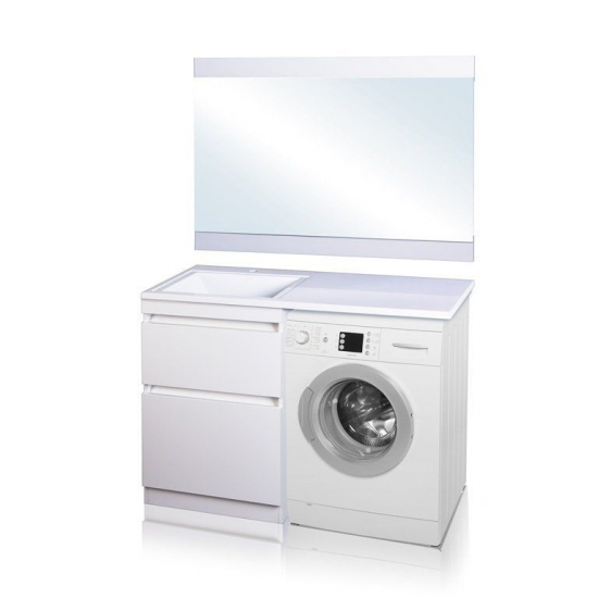 Тумба с раковиной STYLE LINE Даллас 115 Люкс Plus L напольная, белая, 2 ящика