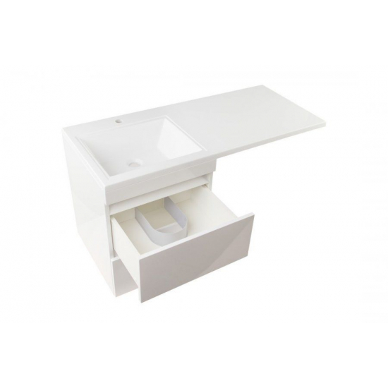 Тумба с раковиной STYLE LINE Даллас 115 Люкс Plus L подвесная, белая, 2 ящика