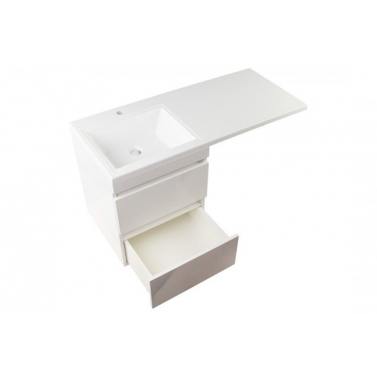 Тумба с раковиной STYLE LINE Даллас 115 Люкс Plus L подвесная, белая, 2 ящика