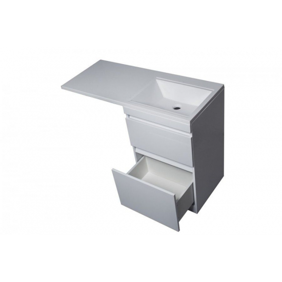 Тумба с раковиной STYLE LINE Даллас 115 Люкс Plus R напольная, белая, 2 ящика