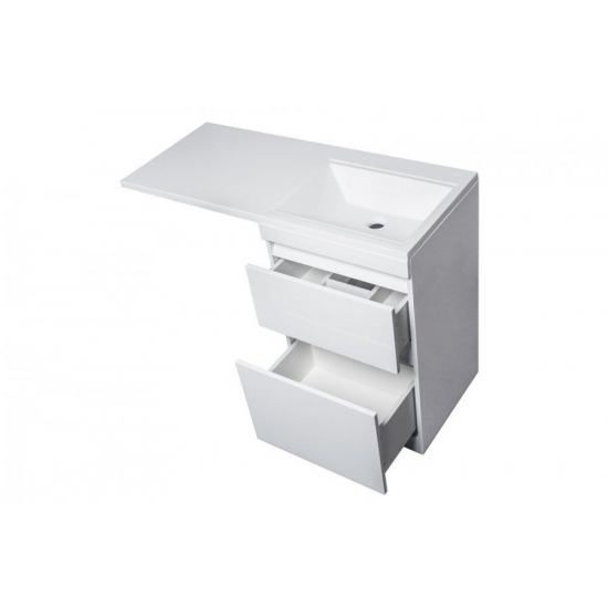 Тумба с раковиной STYLE LINE Даллас 115 Люкс Plus R напольная, белая, 2 ящика