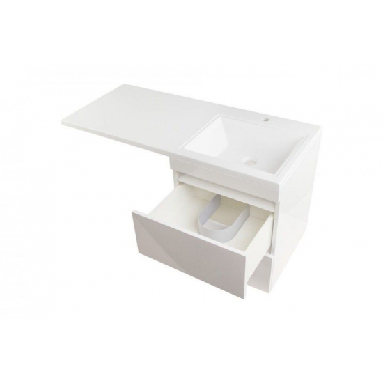 Тумба с раковиной STYLE LINE Даллас 115 Люкс Plus R подвесная, белая, 2 ящика