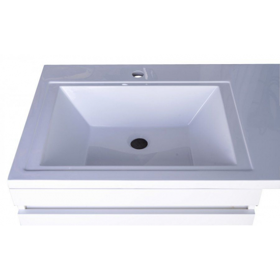 Тумба с раковиной STYLE LINE Даллас 120 Люкс Plus L напольная, белая, 3 ящика