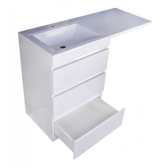Тумба с раковиной STYLE LINE Даллас 120 Люкс Plus L напольная, белая, 3 ящика