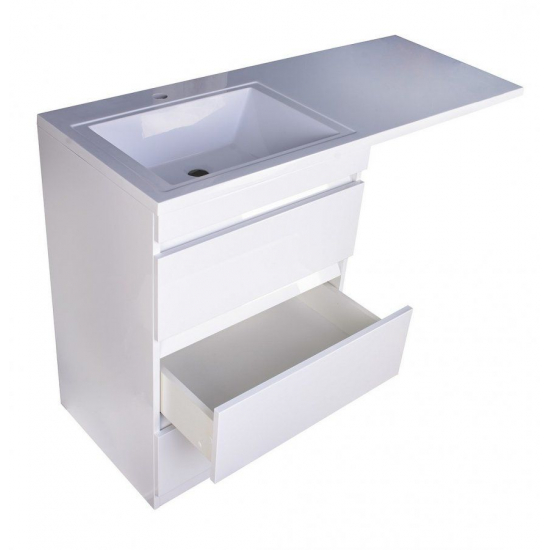 Тумба с раковиной STYLE LINE Даллас 120 Люкс Plus L напольная, белая, 3 ящика