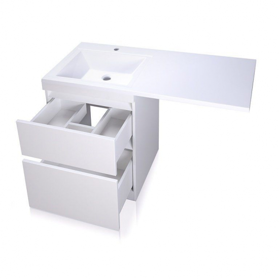 Тумба с раковиной STYLE LINE Даллас 120 Люкс Plus L подвесная, белая, 2 ящика
