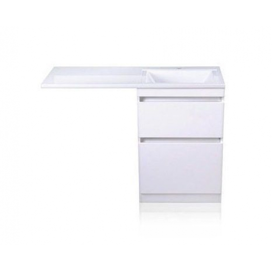 Тумба с раковиной STYLE LINE Даллас 120 Люкс Plus R напольная, белая, 2 ящика