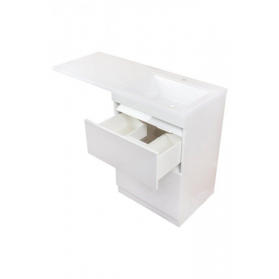 Тумба с раковиной STYLE LINE Даллас 120 Люкс Plus R напольная, белая, 2 ящика