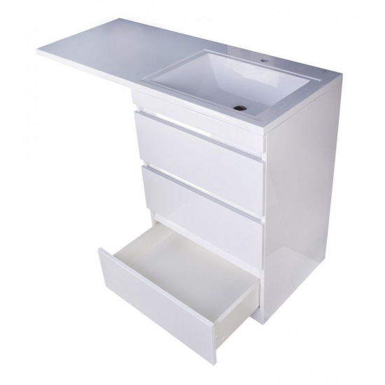 Тумба с раковиной STYLE LINE Даллас 120 Люкс Plus R напольная, белая, 3 ящика