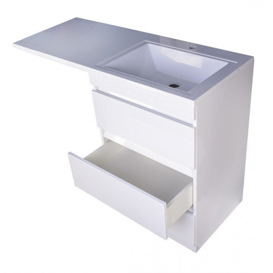 Тумба с раковиной STYLE LINE Даллас 120 Люкс Plus R напольная, белая, 3 ящика