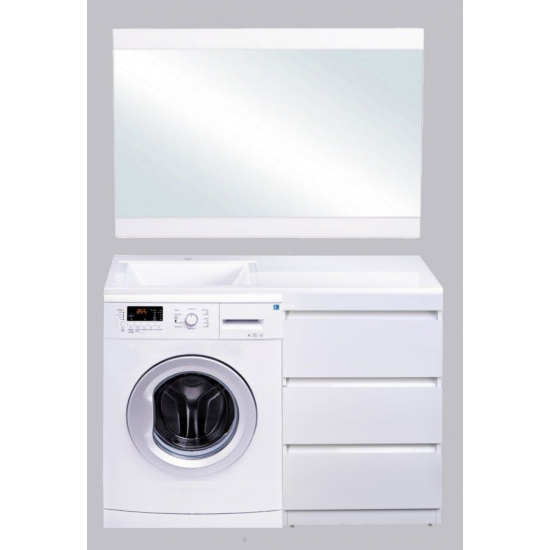 Тумба с раковиной STYLE LINE Даллас 120 Люкс Plus R напольная, белая, 3 ящика