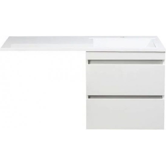 Тумба с раковиной STYLE LINE Даллас 120 Люкс Plus R подвесная, белая, 2 ящика