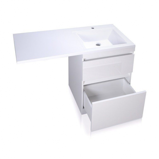 Тумба с раковиной STYLE LINE Даллас 120 Люкс Plus R подвесная, белая, 2 ящика