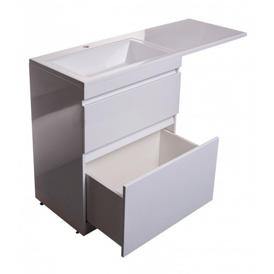 Тумба с раковиной STYLE LINE Даллас 130 Люкс Plus L напольная, белая, 2 ящика