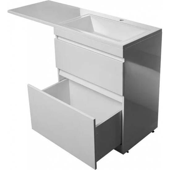 Тумба с раковиной STYLE LINE Даллас 130 Люкс Plus L напольная, эмаль, раковина Даллас 130 левая