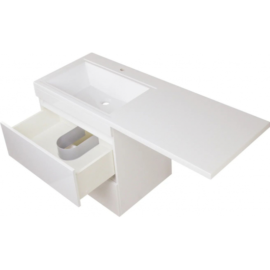 Тумба с раковиной STYLE LINE Даллас 130 Люкс Plus L подвесная, эмаль, раковина Даллас 130 левая