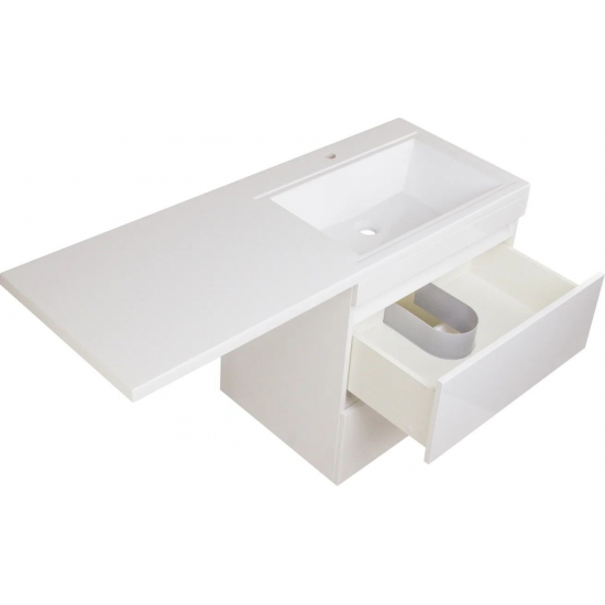 Тумба с раковиной STYLE LINE Даллас 130 Люкс Plus R подвесная, эмаль, раковина Даллас 130 правая