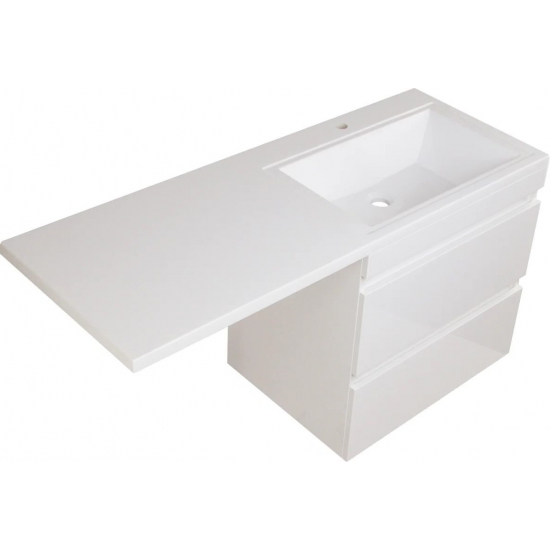 Тумба с раковиной STYLE LINE Даллас 130 Люкс Plus R подвесная, эмаль, раковина Даллас 130 правая