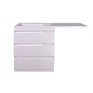 Тумба с раковиной STYLE LINE Даллас 140 Люкс Plus L напольная, белая, 3 ящика