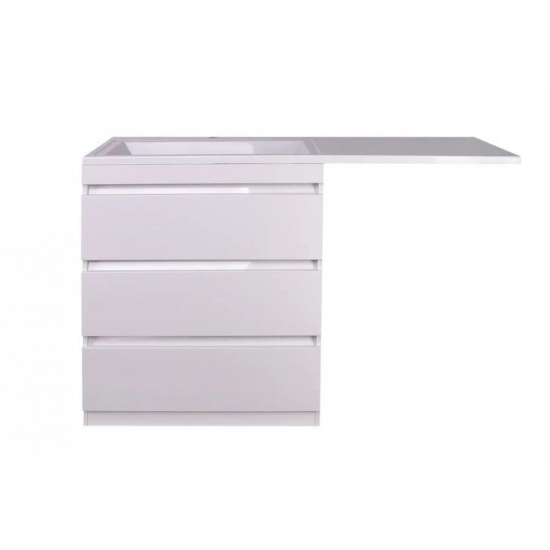 Тумба с раковиной STYLE LINE Даллас 140 Люкс Plus L напольная, белая, 3 ящика