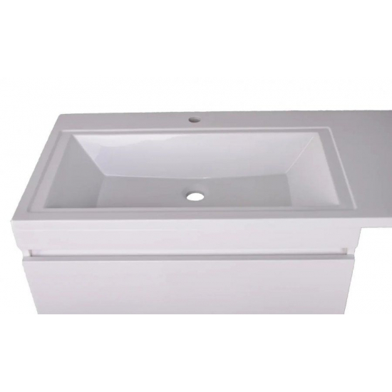 Тумба с раковиной STYLE LINE Даллас 140 Люкс Plus L напольная, белая, 3 ящика