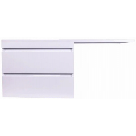 Тумба с раковиной STYLE LINE Даллас 140 Люкс Plus L подвесная, белая, 2 ящика