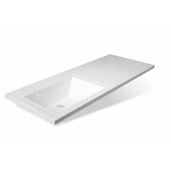 Тумба с раковиной STYLE LINE Даллас 140 Люкс Plus L подвесная, белая, 2 ящика