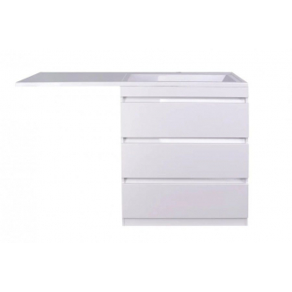 Тумба с раковиной STYLE LINE Даллас 140 Люкс Plus R напольная, белая, 3 ящика