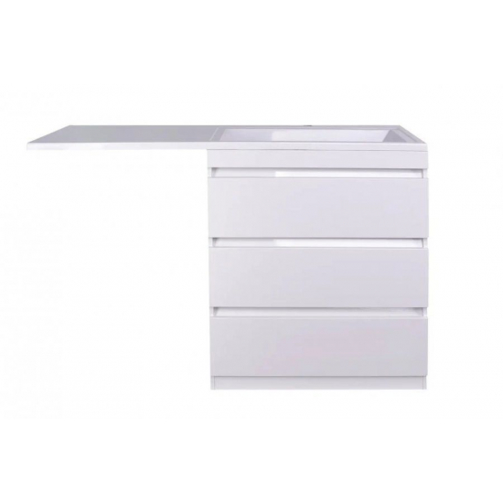 Тумба с раковиной STYLE LINE Даллас 140 Люкс Plus R напольная, белая, 3 ящика