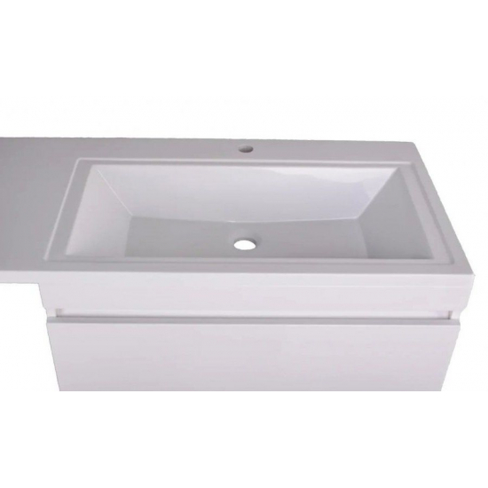 Тумба с раковиной STYLE LINE Даллас 140 Люкс Plus R напольная, белая, 3 ящика