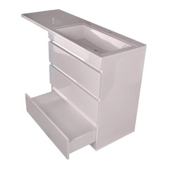 Тумба с раковиной STYLE LINE Даллас 140 Люкс Plus R напольная, белая, 3 ящика