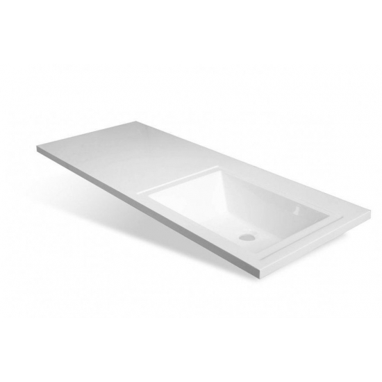 Тумба с раковиной STYLE LINE Даллас 140 Люкс Plus R подвесная, белая, 2 ящика