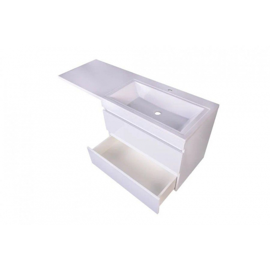 Тумба с раковиной STYLE LINE Даллас 140 Люкс Plus R подвесная, белая, 2 ящика