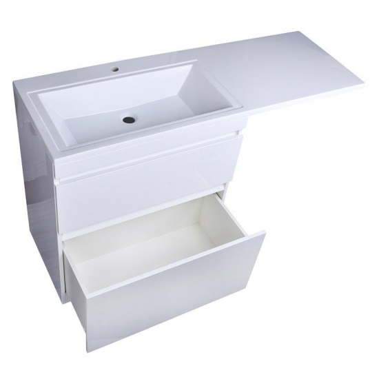 Тумба с раковиной STYLE LINE Даллас 150 Люкс Plus L напольная, белая, 2 ящика
