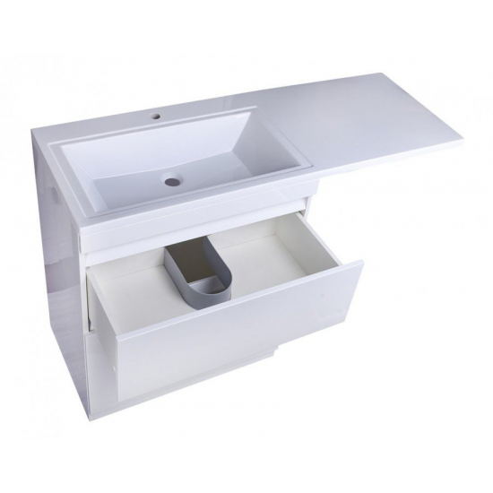 Тумба с раковиной STYLE LINE Даллас 150 Люкс Plus L напольная, белая, 2 ящика