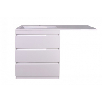 Тумба с раковиной STYLE LINE Даллас 150 Люкс Plus L напольная, белая, 3 ящика