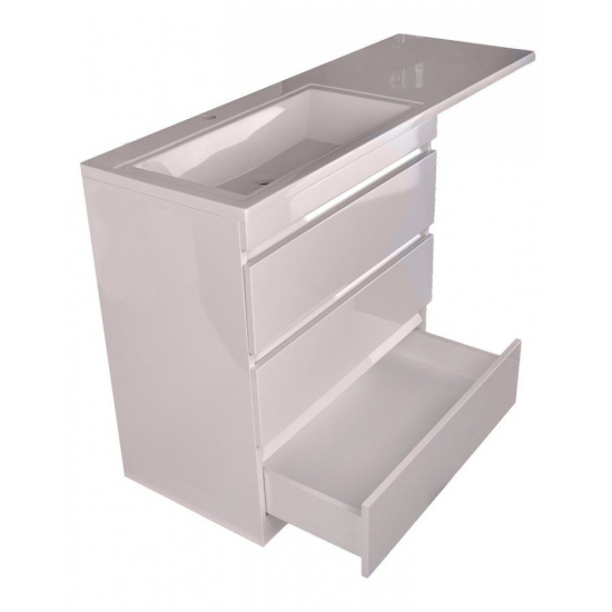 Тумба с раковиной STYLE LINE Даллас 150 Люкс Plus L напольная, белая, 3 ящика