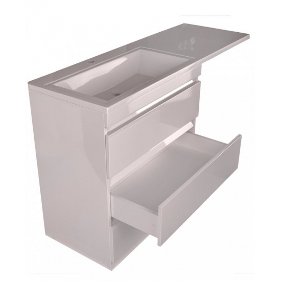 Тумба с раковиной STYLE LINE Даллас 150 Люкс Plus L напольная, белая, 3 ящика