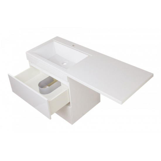 Тумба с раковиной STYLE LINE Даллас 150 Люкс Plus L подвесная, белая, 2 ящика