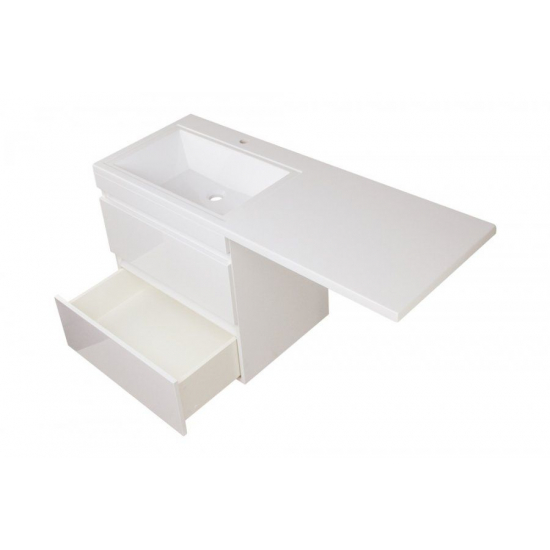 Тумба с раковиной STYLE LINE Даллас 150 Люкс Plus L подвесная, белая, 2 ящика