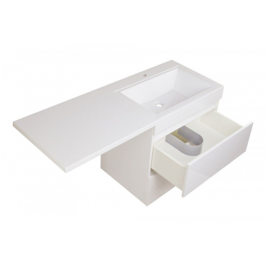 Тумба с раковиной STYLE LINE Даллас 150 Люкс Plus R подвесная, белая, 2 ящика